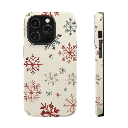 Vintage Red and Gray Snowflake Pattern – MagSafe iPhone Series Case