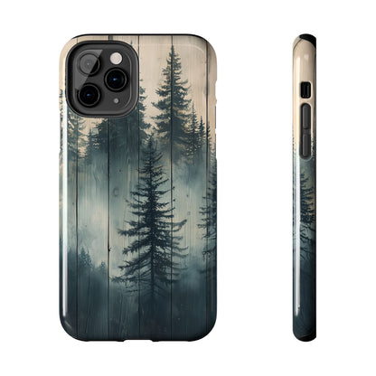 Misty Pine Forest Iphone Case - Nature-Inspired Wood Design Protective Cover