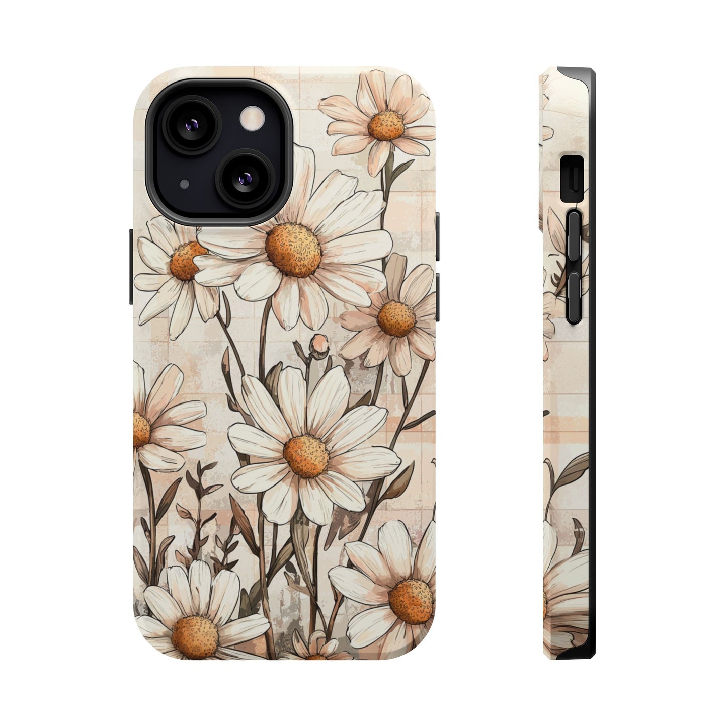 Pastel Daisy MagSafe iPhone Case - Elegant Floral Protective Cover