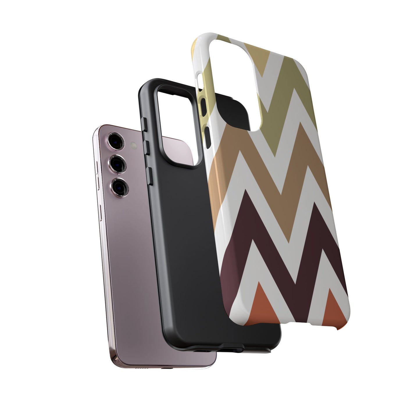 Earthy Chevron Samsung Galaxy Case – Boho-Inspired Design with Dual-Layer Protection