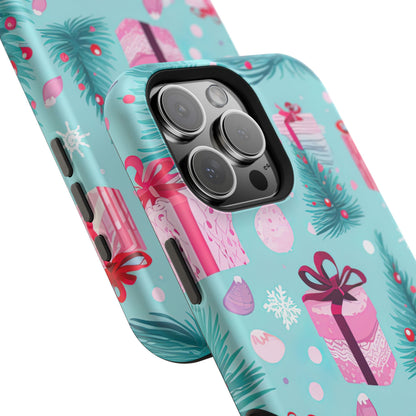 Festive Pink Christmas Gifts and Evergreen MagSafe iPhone Case – Holiday Theme, Protective Cover