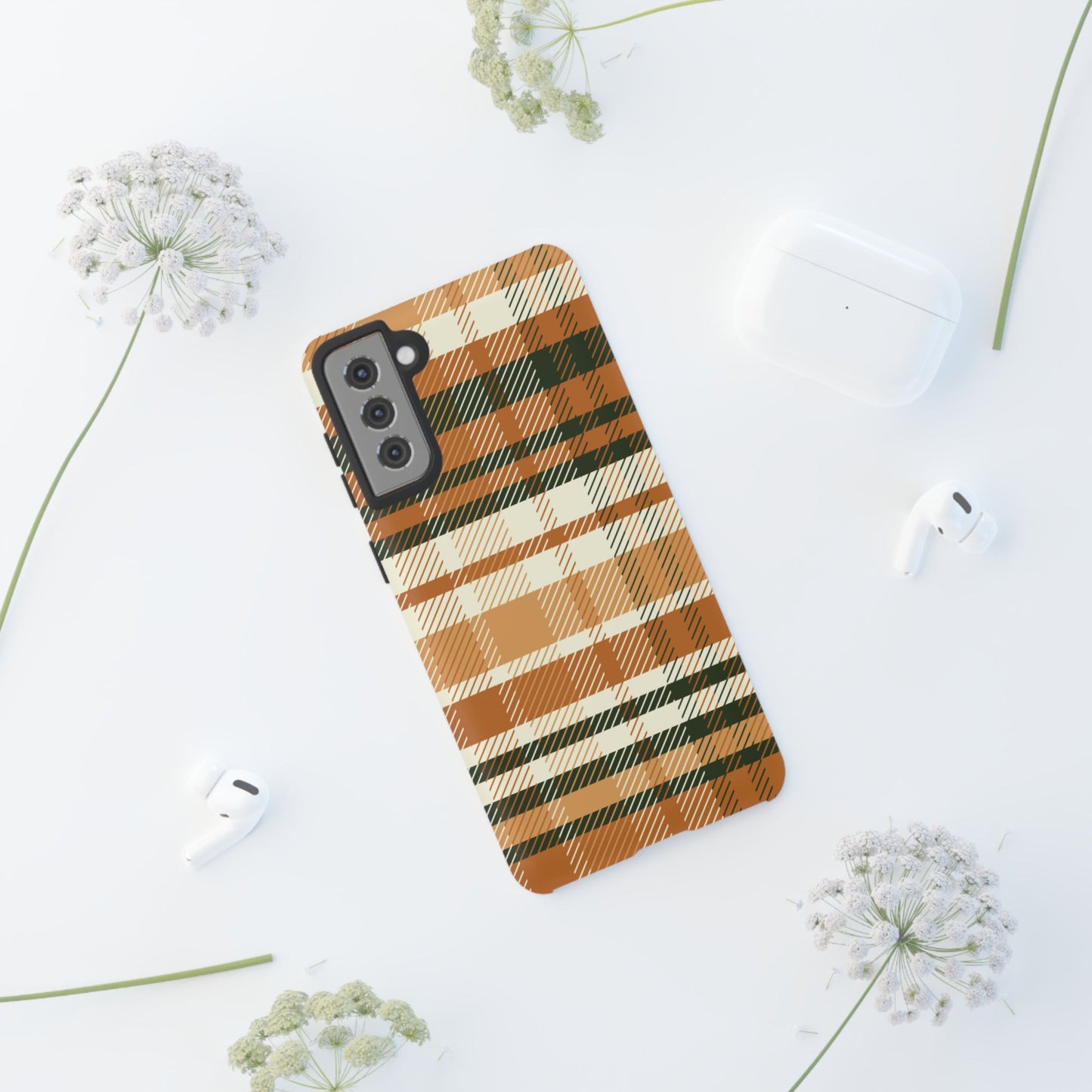 Samsung Galaxy Case - Pumpkin Spice Plaid Design