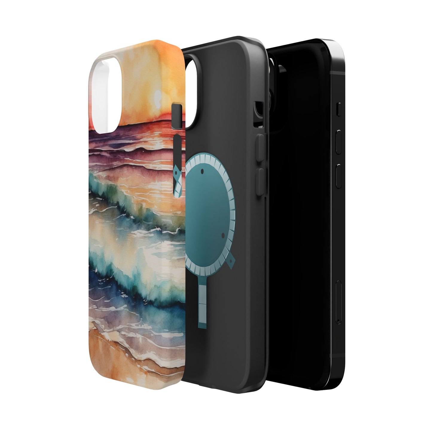 Sunset Waves MagSafe iPhone Case – Vibrant Watercolor Design