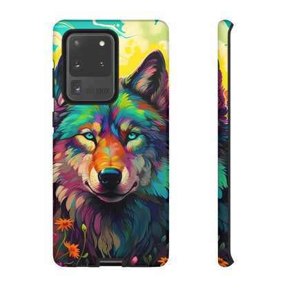 Rainbow Wolf in Bloom – Samsung Galaxy Case with Vivid Nature Design