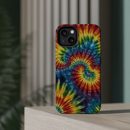 Retro Rainbow Tie-Dye MagSafe Case – Swirl Design