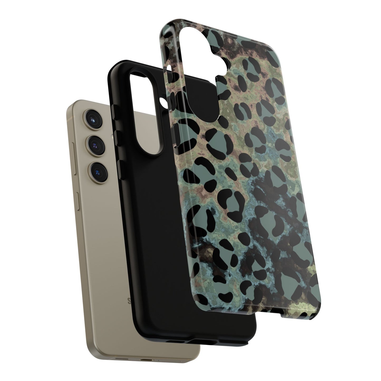 Moody Watercolor Leopard Print Tough Samsung Galaxy Case – Earthy Abstract Pattern with Dual-Layer Protection