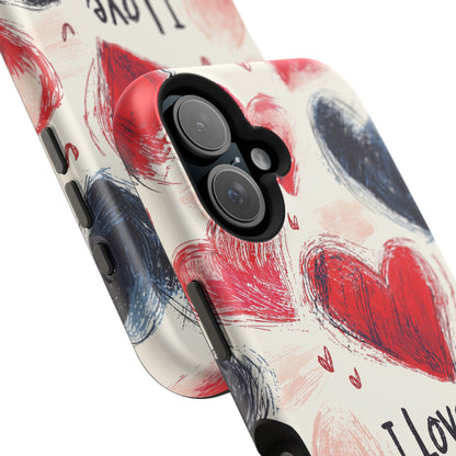 Brushstroke Hearts of Love "I Love You" - MagSafe Compatible Case
