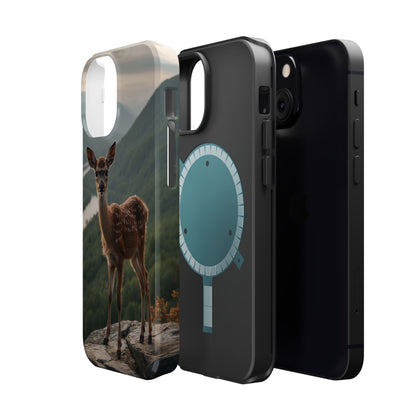 Majestic Fawn Overlooking Mountain Vista MagSafe iPhone Case