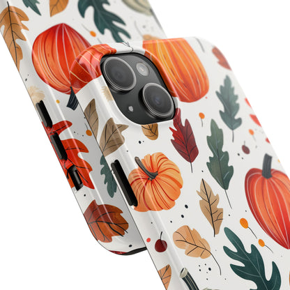 Autumn Harvest iPhone Case - Pumpkin and Fall Leaf Design