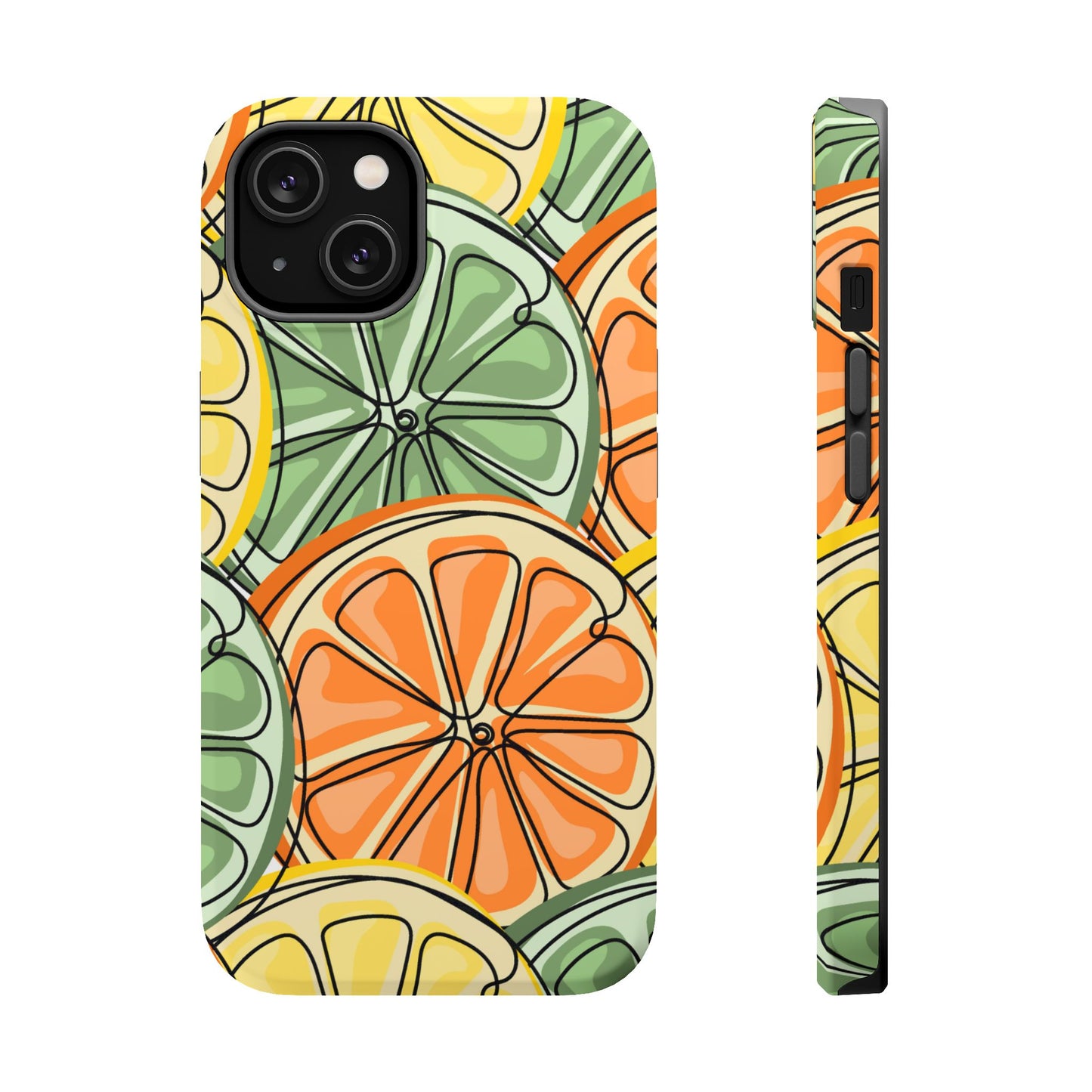 Citrus Zest Tough MagSafe iPhone Case – Bold Lime, Lemon, and Orange Design, Shockproof Protection