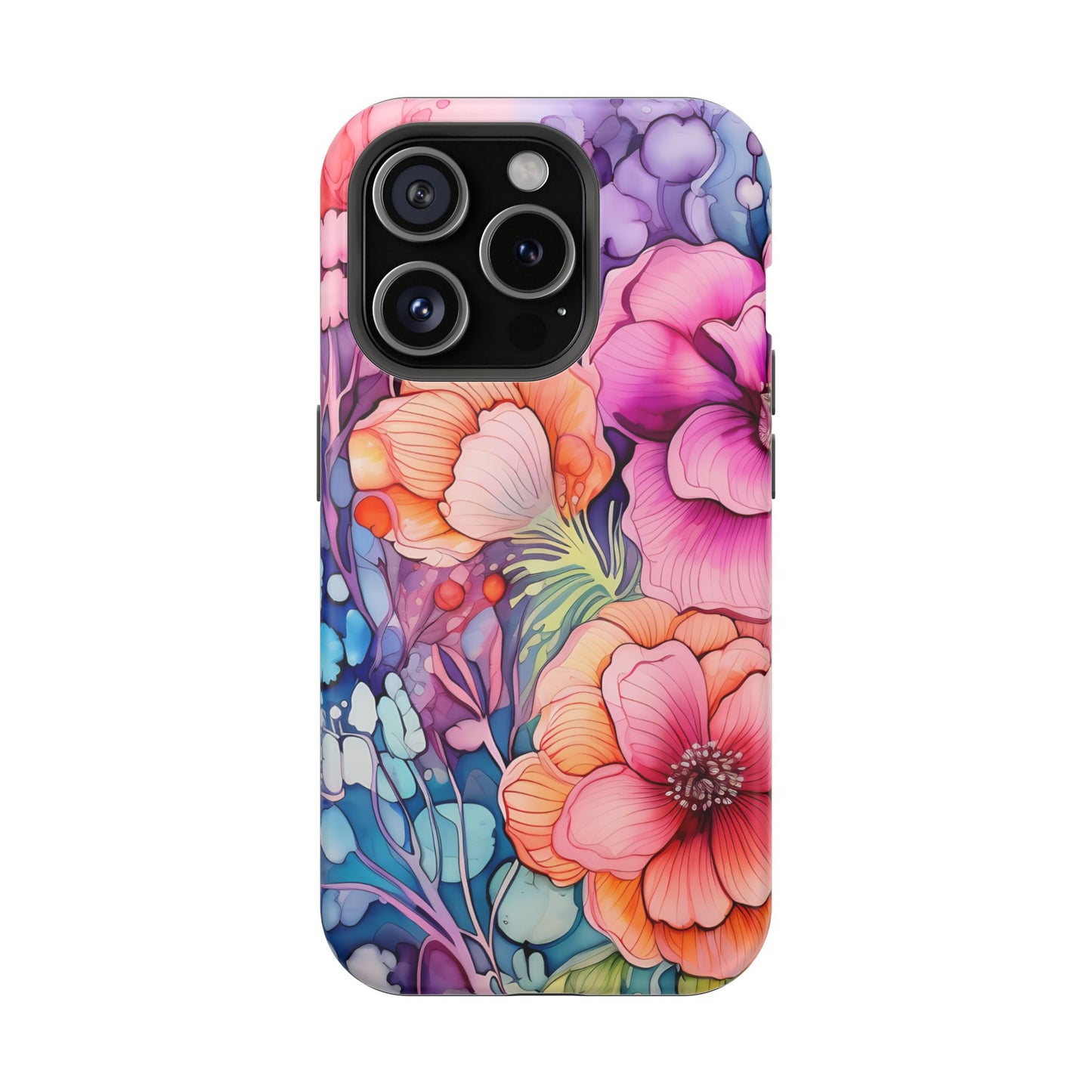 Bright Watercolor Floral Splash MagSafe iPhone Series Case – Bold Artistic Design