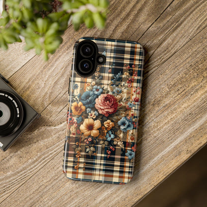 Vintage Floral Checkered Phone Case