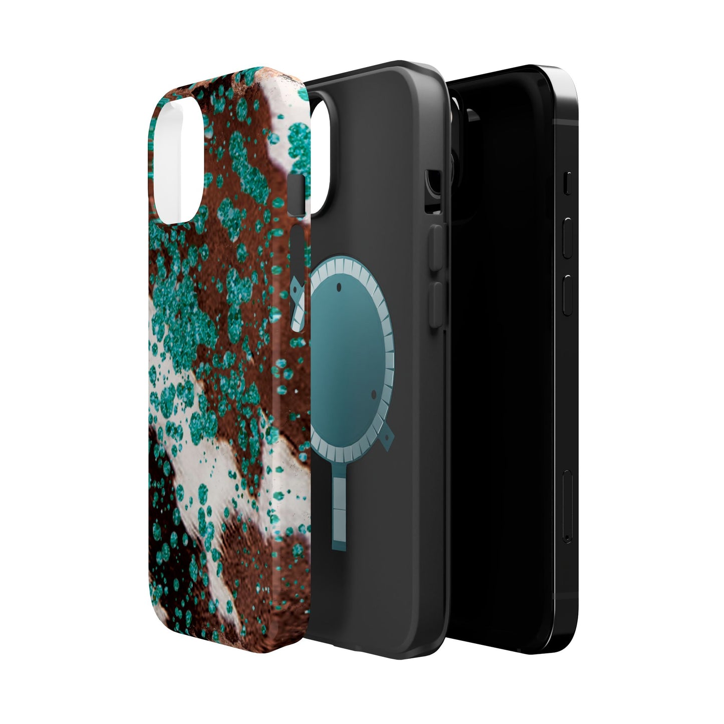 Teal Glitter Cowhide - MagSafe iPhone Series Case