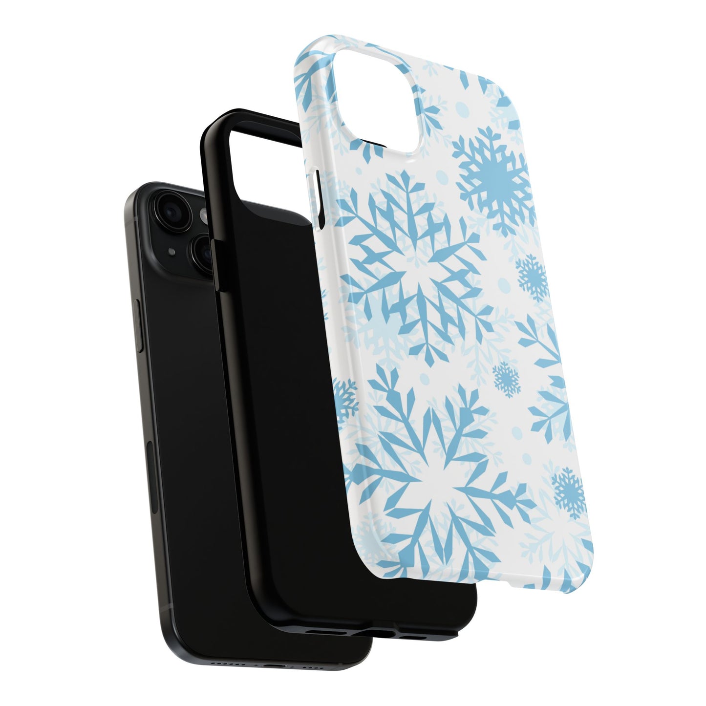 Frosty Blue Snowflakes iPhone Case – Shockproof, Smooth Matte Finish, Dual-Layer Design