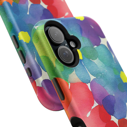 Rainbow Bloom Watercolor MagSafe iPhone Case – Slim Design, Glossy Finish