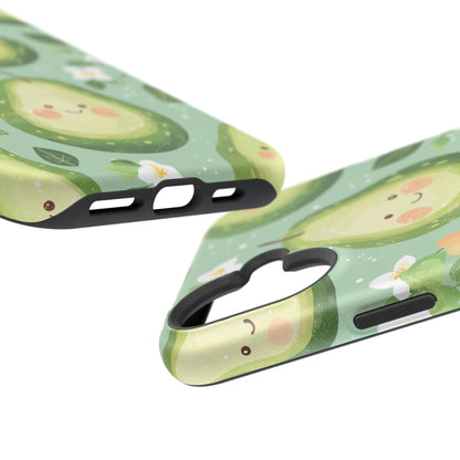 Smiling Avocados Tough MagSafe iPhone Case – Cute Avocado Design, Dual-Layer Protection