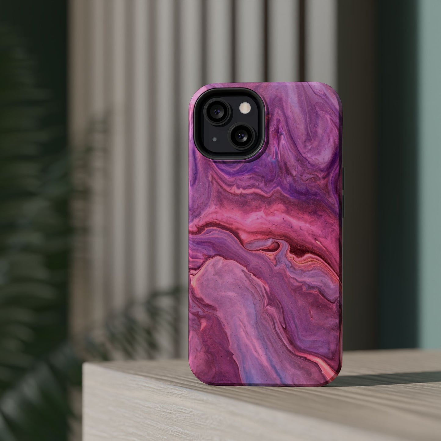 Lavender Dreamscape – MagSafe Case with Abstract Purple & Pink Marble Art