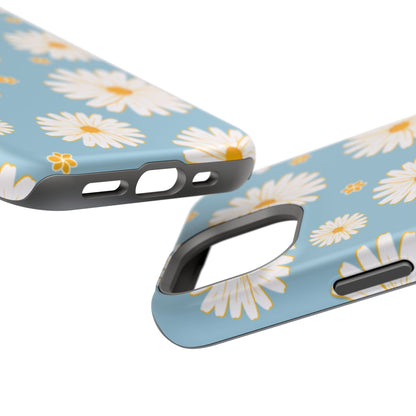 Bright Daisy MagSafe iPhone Case – Light Blue Background, Shockproof and Slim Design