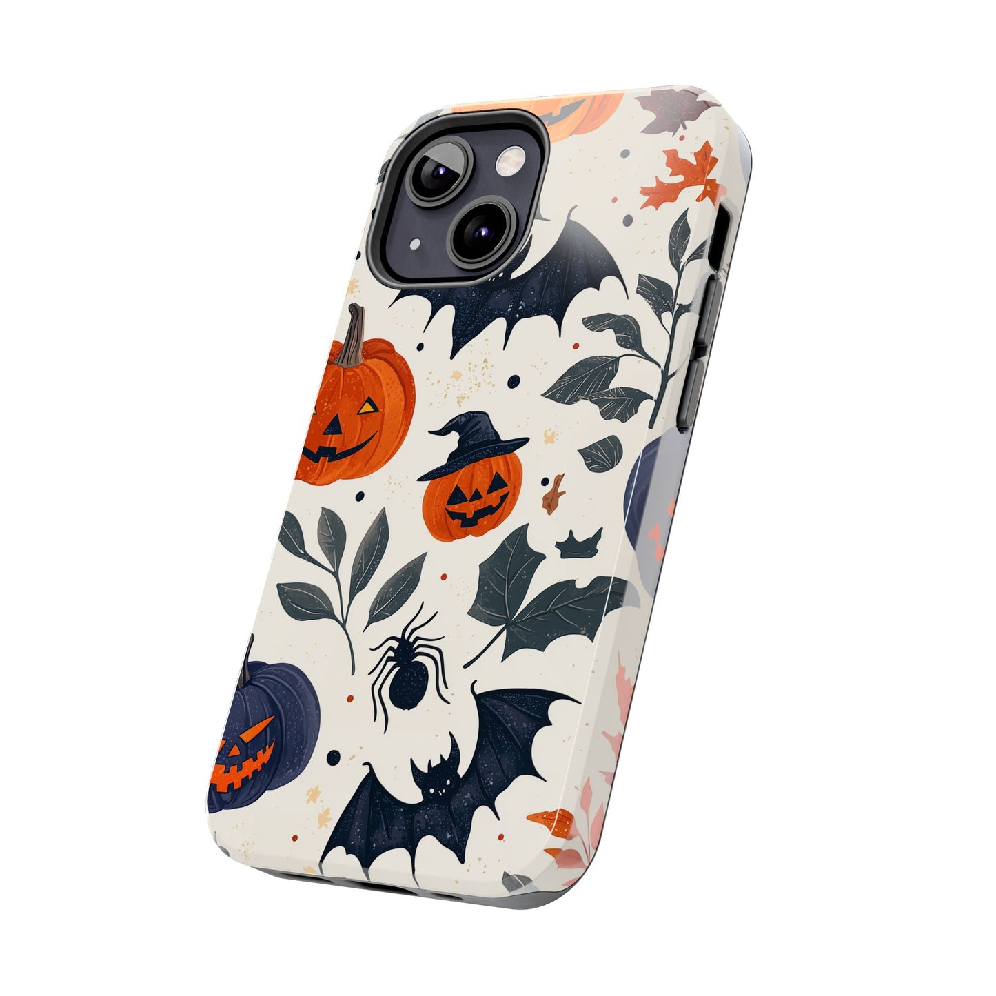 Spooky Halloween iPhone Case – Pumpkins, Bats, and Spider Design