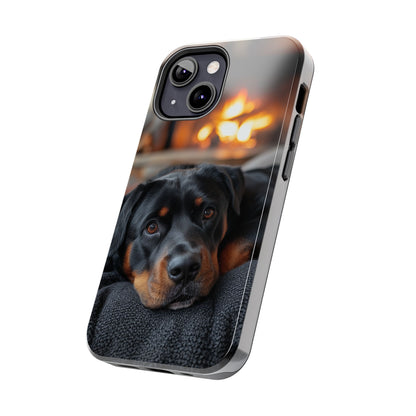 Warm Rottweiler by the Fireplace Samsung Galaxy Case – Rustic Charm for Dog Lovers