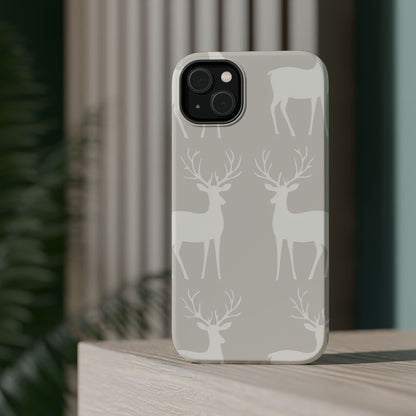 Elegant White Reindeer Pattern – MagSafe iPhone Series Case