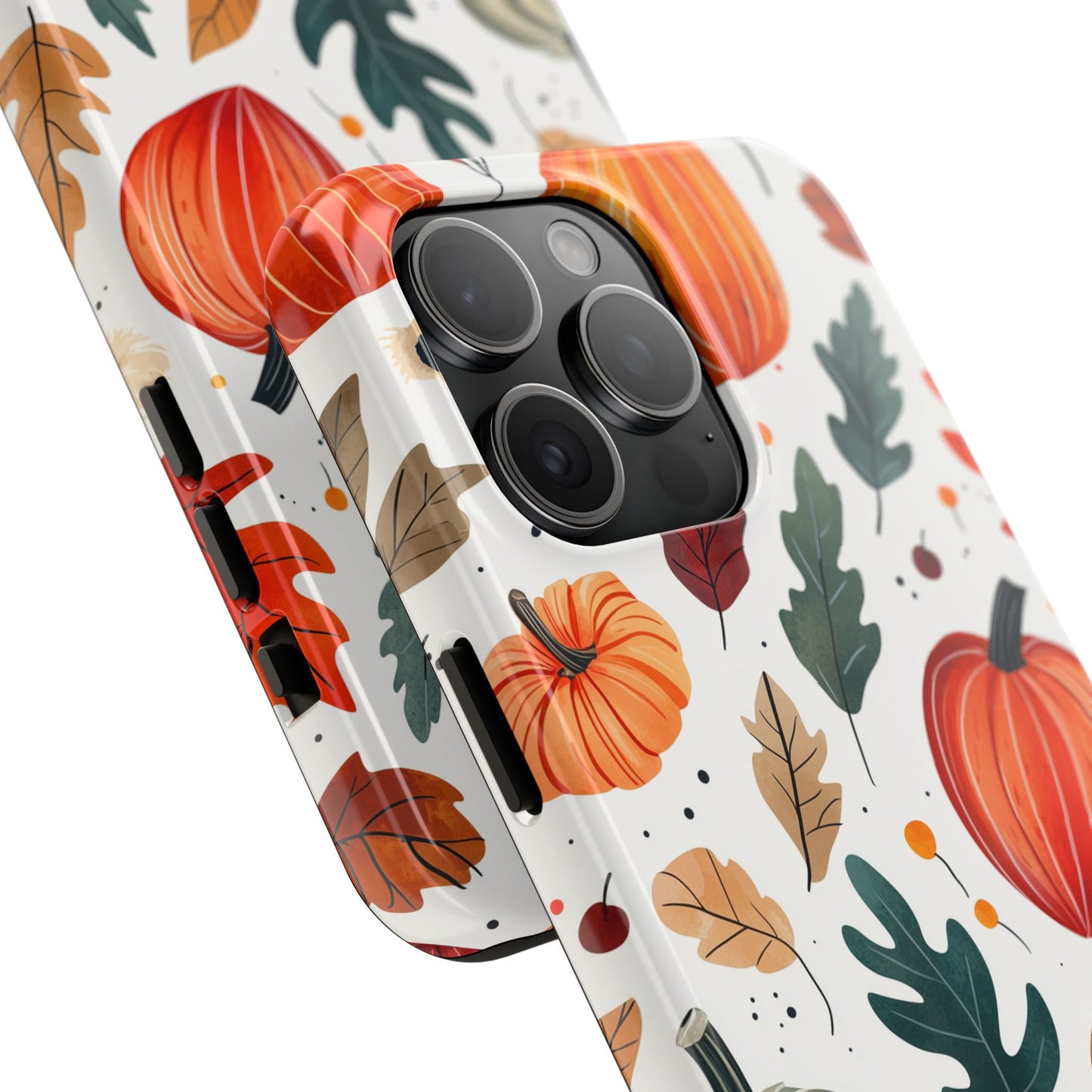 Autumn Harvest iPhone Case - Pumpkin and Fall Leaf Design