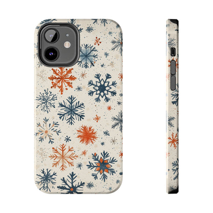 Rustic Orange and Blue Snowflake Pattern – iPhone Series Case