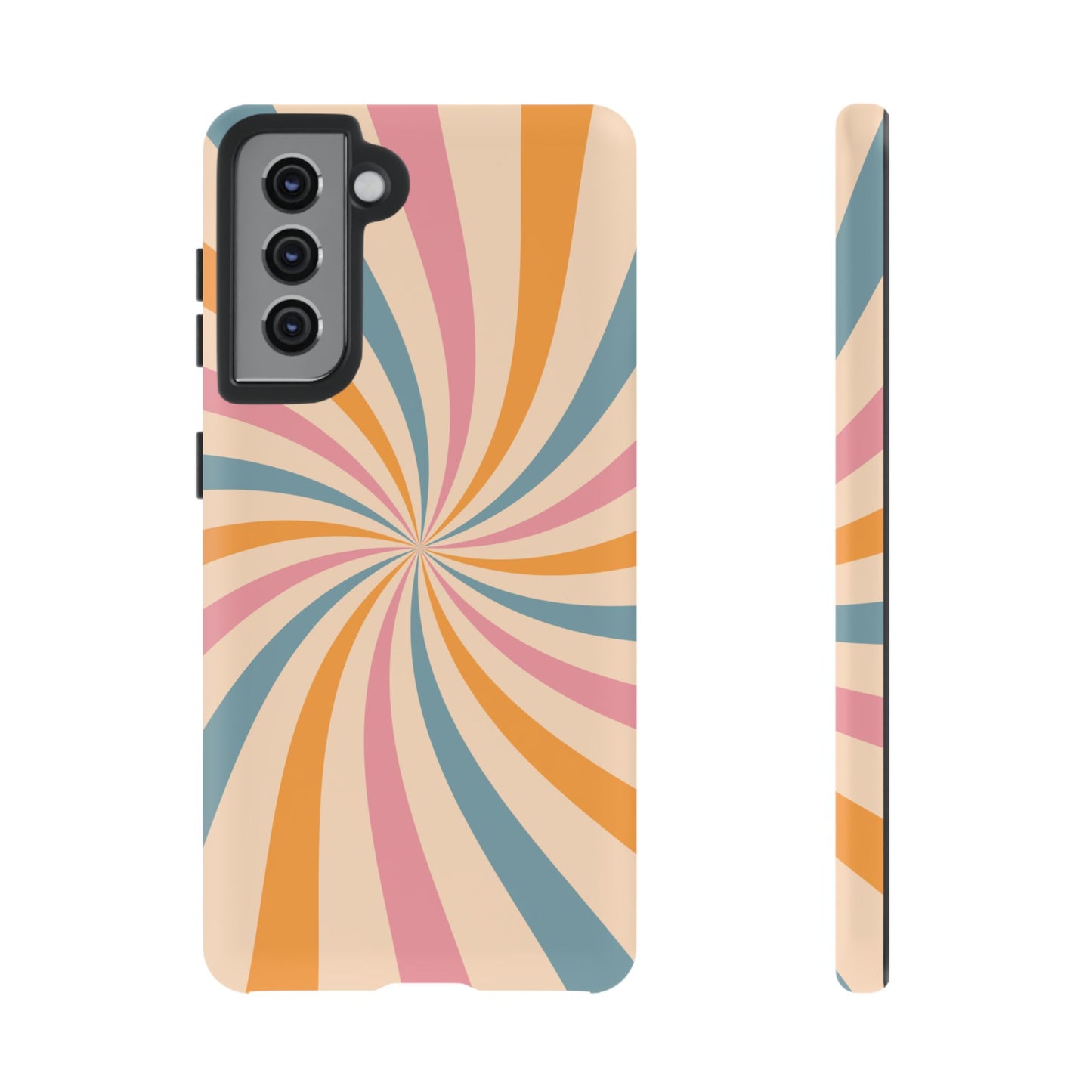 Retro Swirl Pattern Samsung Galaxy Case – Bold 70s Vibe in Pink, Orange, and Teal