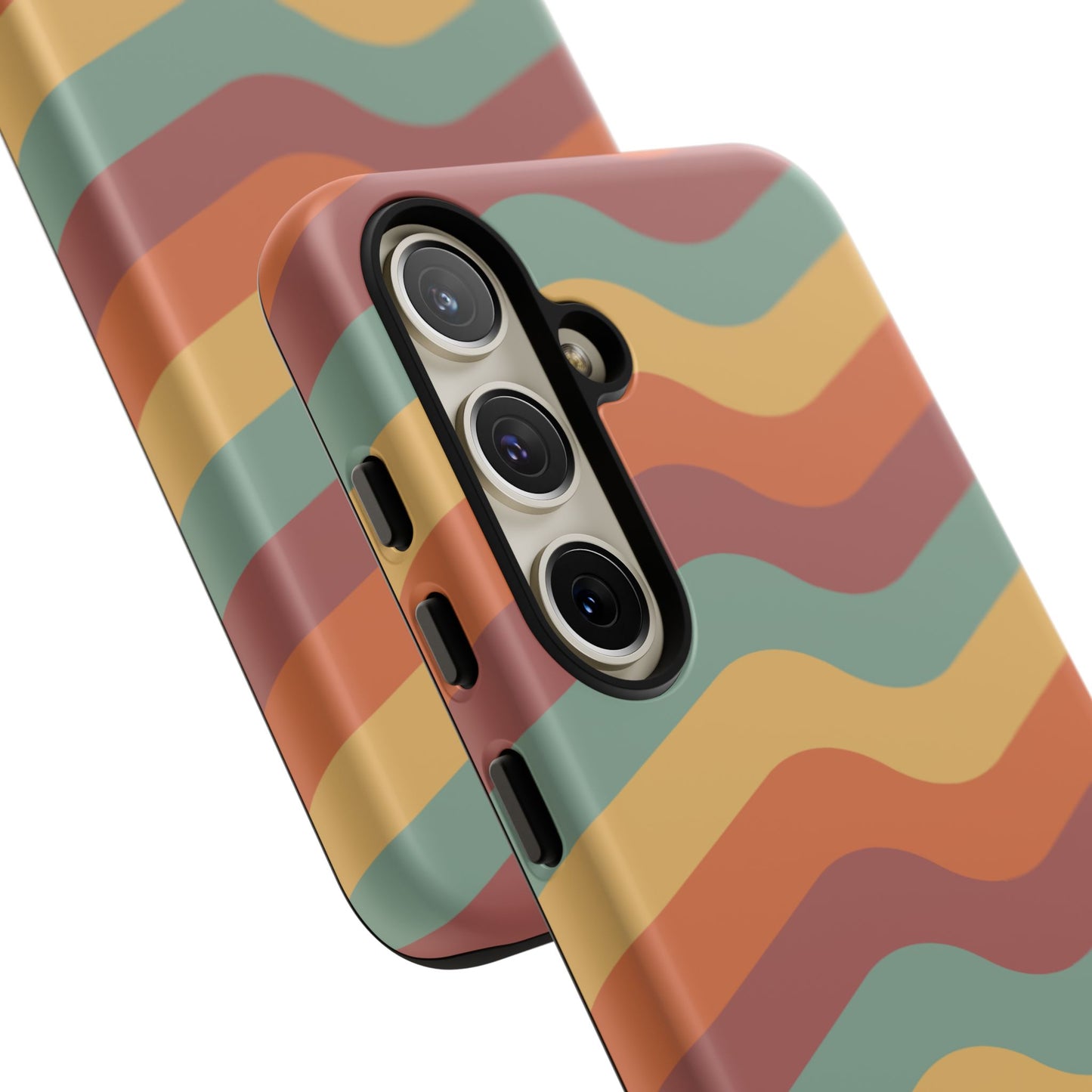 Retro Vibe Wavy Stripes Samsung Galaxy Case – 70s-Inspired in Teal, Orange, and Rust