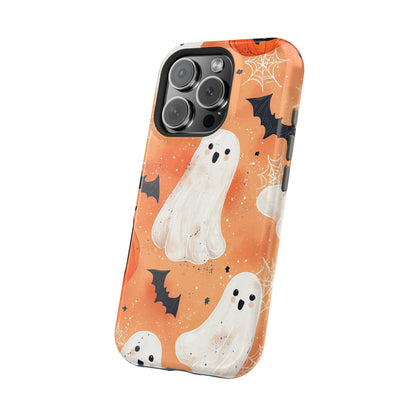 Spooky Cute Ghost MagSafe iPhone Case – Halloween Ghosts, Pumpkins, Bats & Cobwebs Design