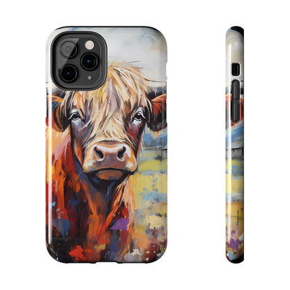 Cute Western Phone Case | Highland Cow | Robust Rocky Mountain-Inspired | Expressionism | Fresco