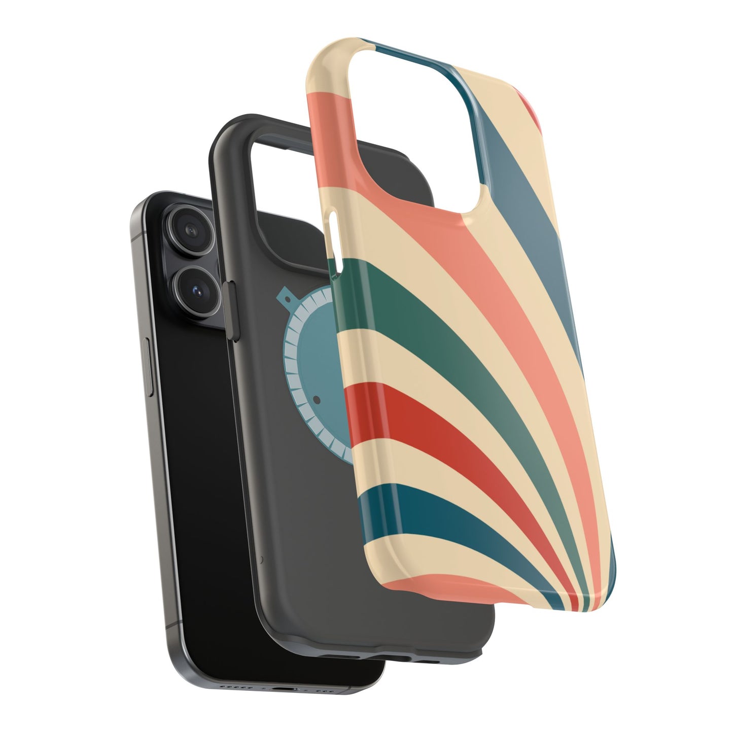 Retro Sunburst Swirl MagSafe iPhone Case – Dual-Layer Protection with Bold 70s Vibes