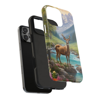 Alpine Serenity – Stag in Mountain Bliss iPhone Cases