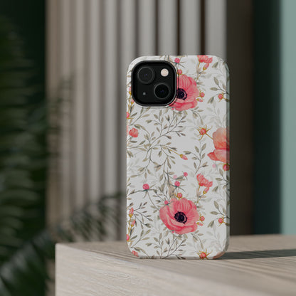 Pink Floral Watercolor MagSafe iPhone Case – Elegant Blossom Design with Magnetic Compatibility