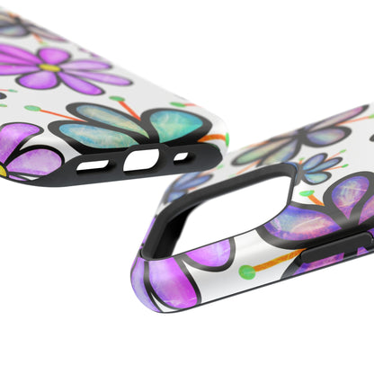 Whimsical Lavender Floral MagSafe iPhone Case – Ultra-Slim, High-Gloss Finish