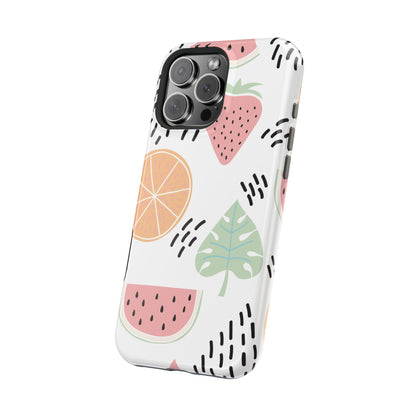 Tropical Fruit Fiesta Tough MagSafe iPhone Case – Fun Watermelon, Pineapple, and Citrus Design