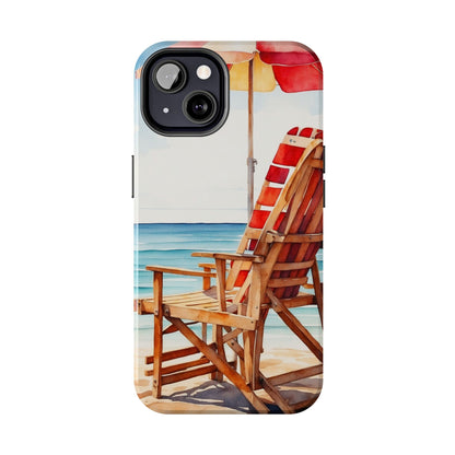 Beach Bliss iPhone Series Case – Relaxing Seaside Chair and Umbrella Design