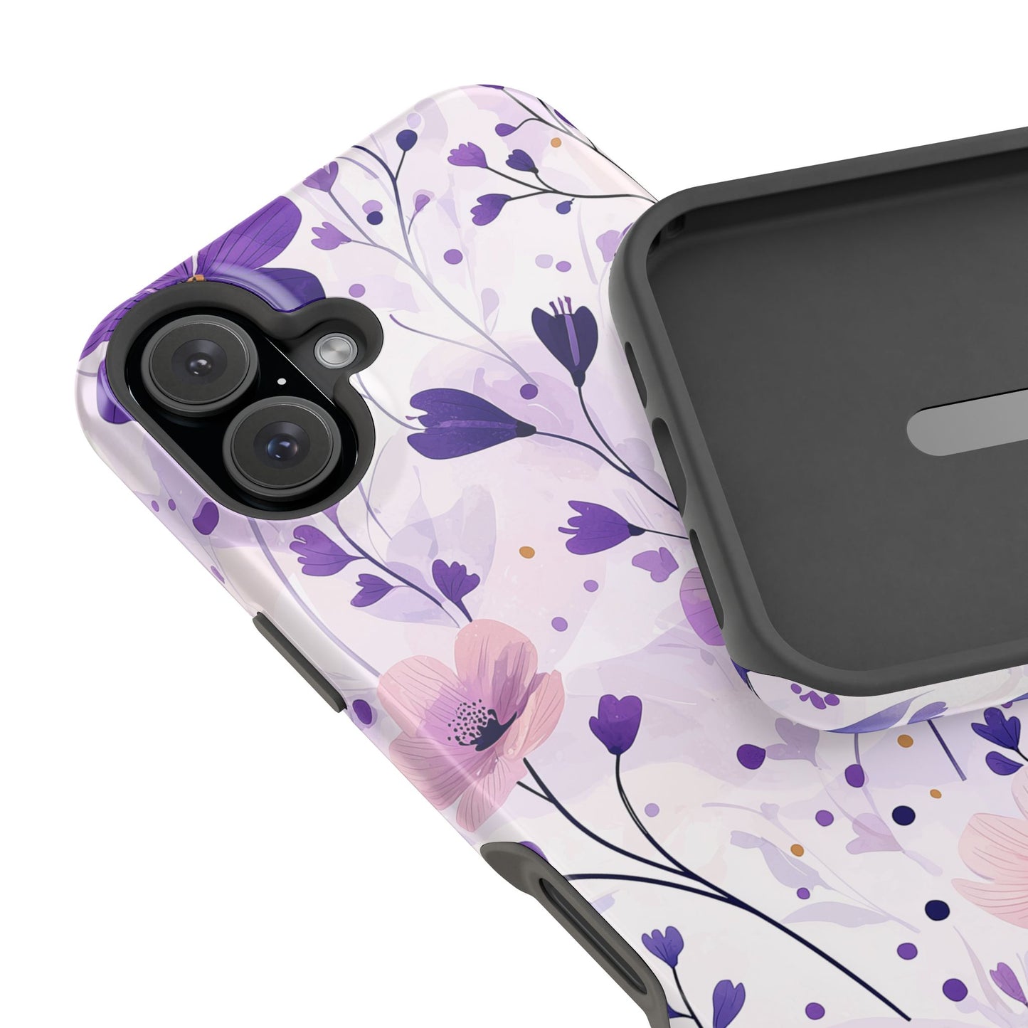 Purple Floral Bliss MagSafe iPhone Case – Delicate Blossom Design