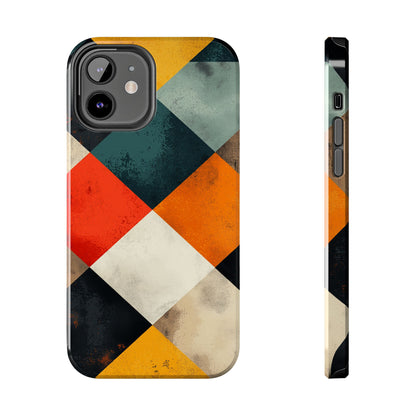 Geometric Retro iPhone  Case - Colorful Checkered Protective Cover