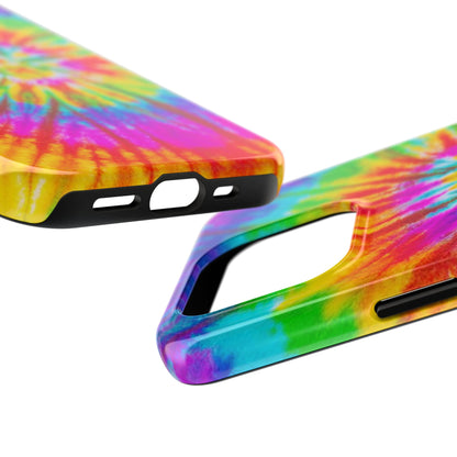 Rainbow Spiral Tie-Dye iPhone Case – Bright & Retro Design