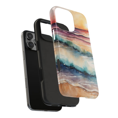 Sunset Waves iPhone Case – Vibrant Watercolor Design