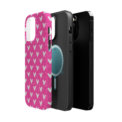 Pink Glitter Hearts Pattern – MagSafe iPhone Case