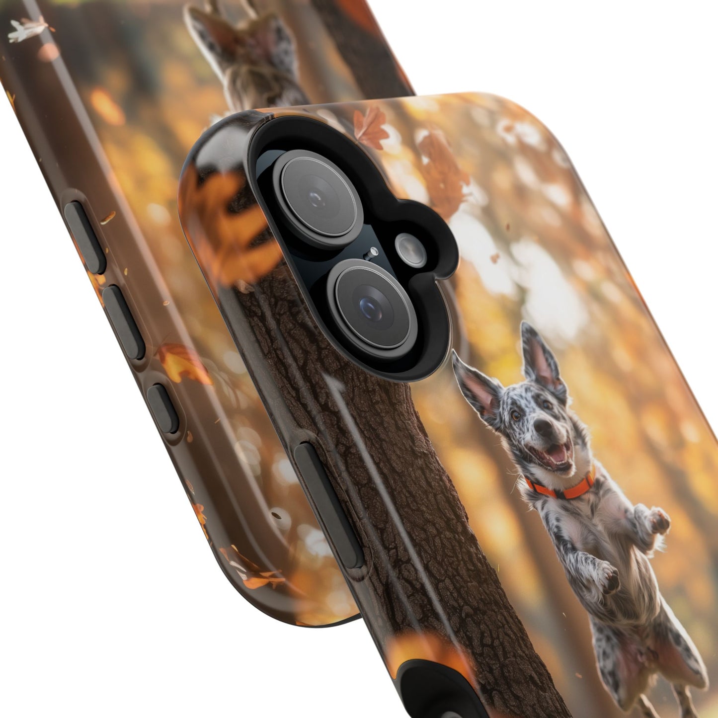 Energetic Blue Heeler Forest Pup MagSafe iPhone Case – Durable Outdoor-Inspired Design