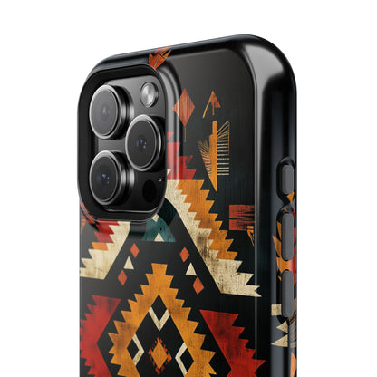 Southwestern Tribal Diamond Tough MagSafe iPhone Case – Bold Geometric Pattern, Dual-Layer Protection