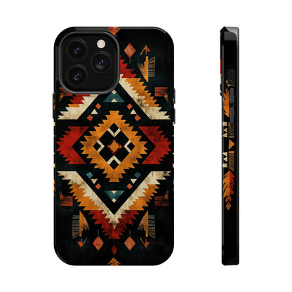 Southwestern Tribal Diamond Tough MagSafe iPhone Case – Bold Geometric Pattern, Dual-Layer Protection