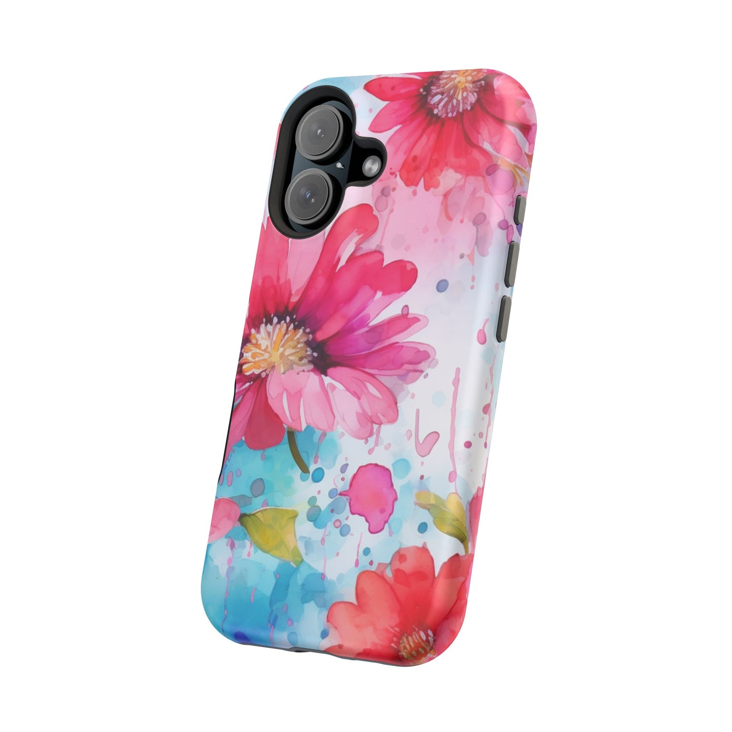 Vibrant Watercolor Red & Pink Floral - MagSafe iPhone Case