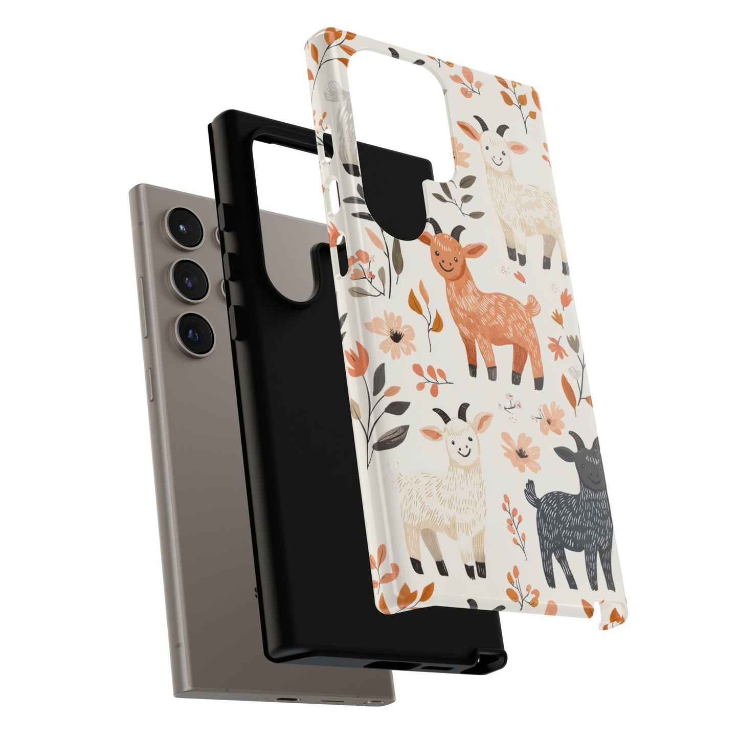 Samsung Galaxy Case: Smiley Goats & Dried Flowers – Vintage Charm