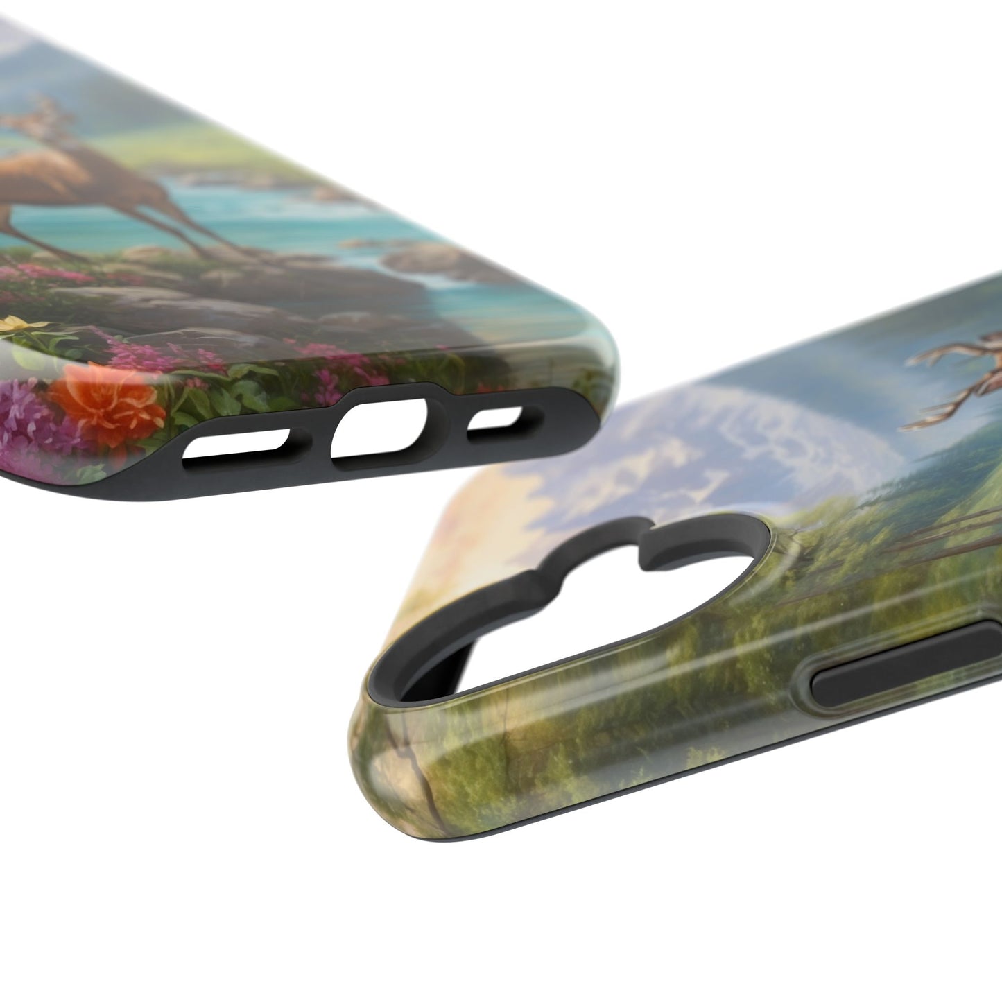 Alpine Serenity – Stag in Mountain Bliss MagSafe iPhone Cases