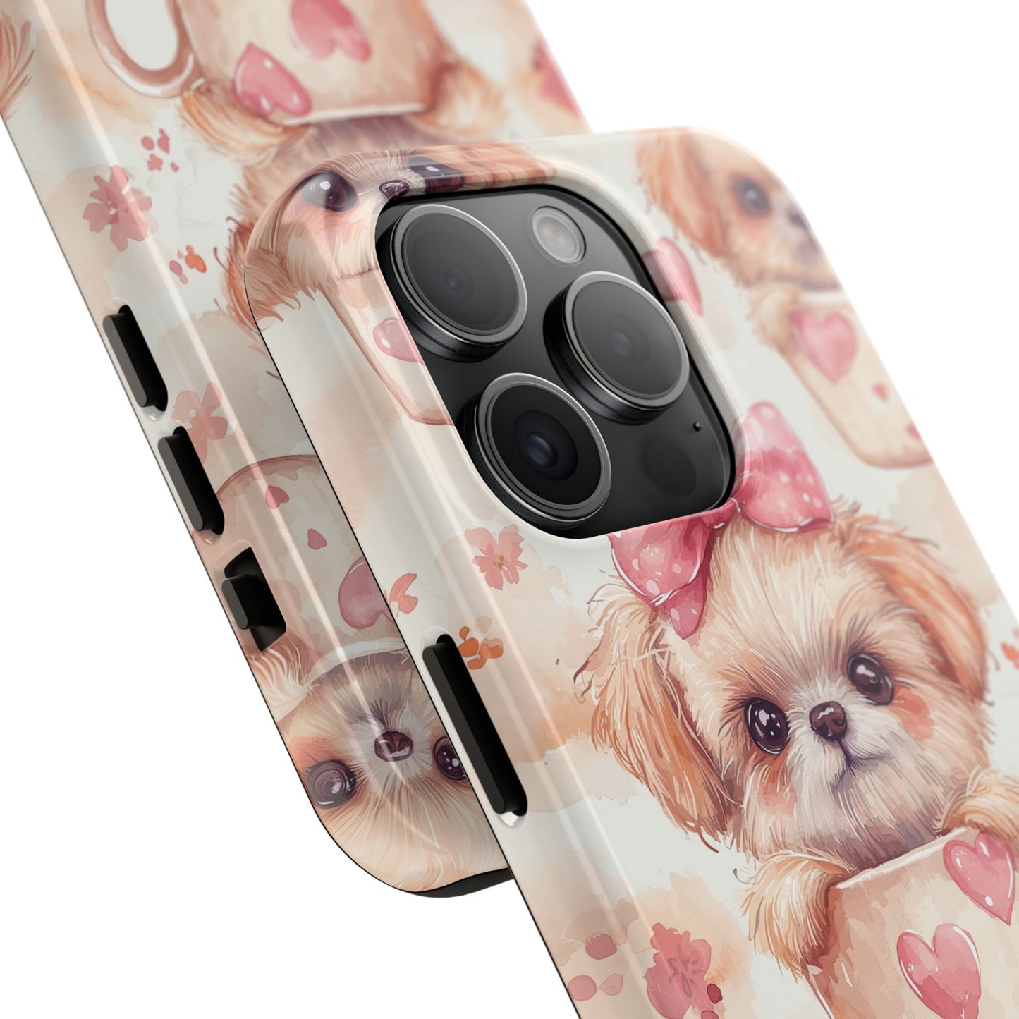 Adorable Puppy in Teacup iPhone Case – Tough, Dual - Layer Protection with Cute Pink Bow Design - BOGO Cases