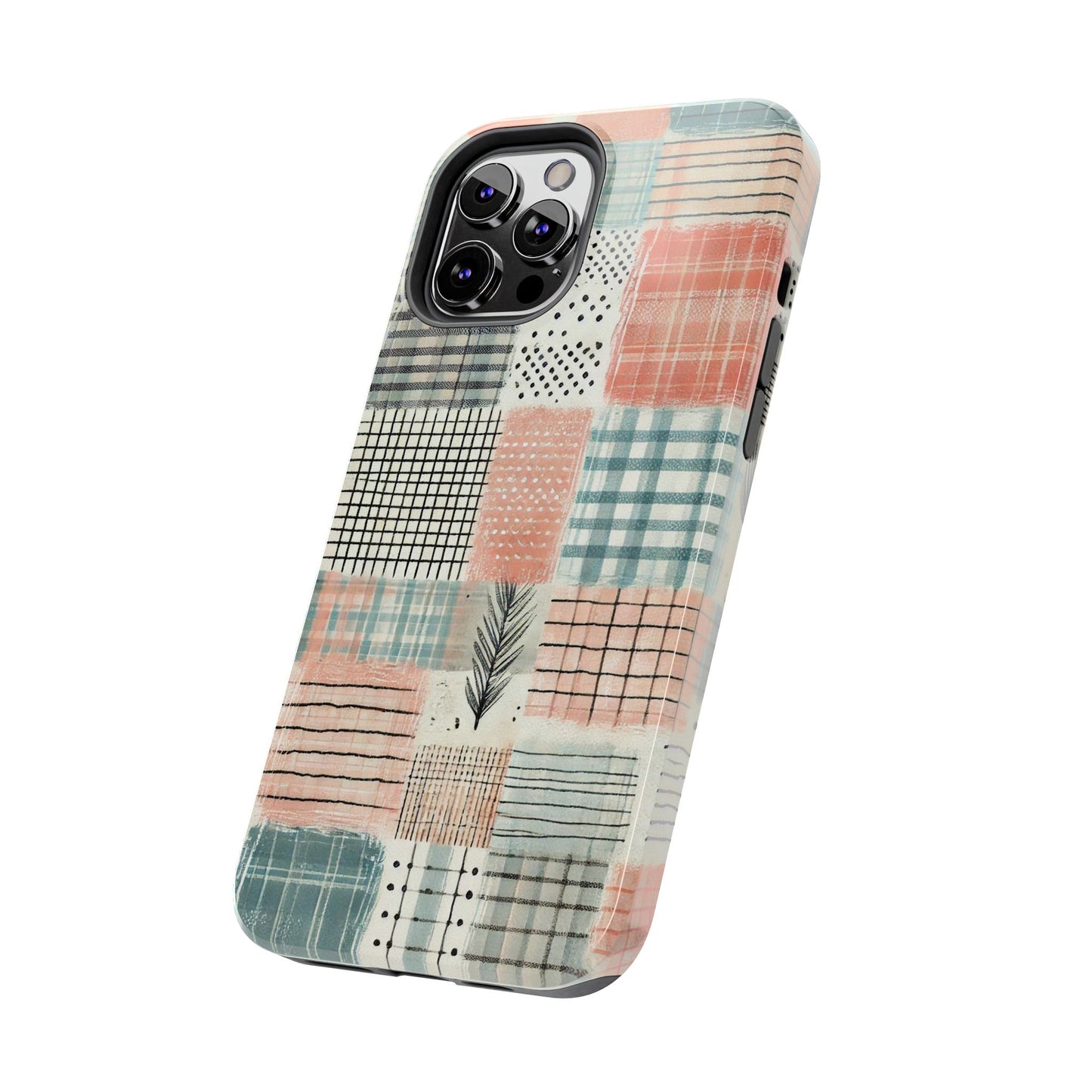 Geometric Patchwork iPhone Case - Modern Minimalist Design, Protective Cover - BOGO Cases